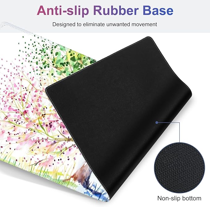 Desk Mat Gaming Mouse Pad, Cute Desk Matt Keyboard Wrist Rest for Desktop, Anti-Slip Big Mousepad Stitched Edges, XXL Large Mouse Pad with Wrist Support for Home Office Computer I Tree of Life