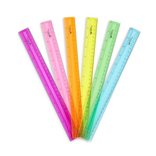 Blue Summit Supplies 30 Plastic Rulers Bulk for Classroom, Bulk Ruler 12 Inch for School, Home, or Office, Metric and Imperial, Clear Plastic Rulers 12 Inch, Assorted Colors