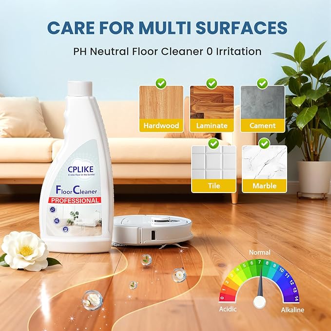 CPLIKE Floor Cleaning Solution for Mops, Compatible with Roborock (Qrevo/Q7/Q10/Saros 10R) and Other Brand Robot Vacuum and Mop Cleaner, Tea Tree Scent, 16.23 fl oz, Pack of 2