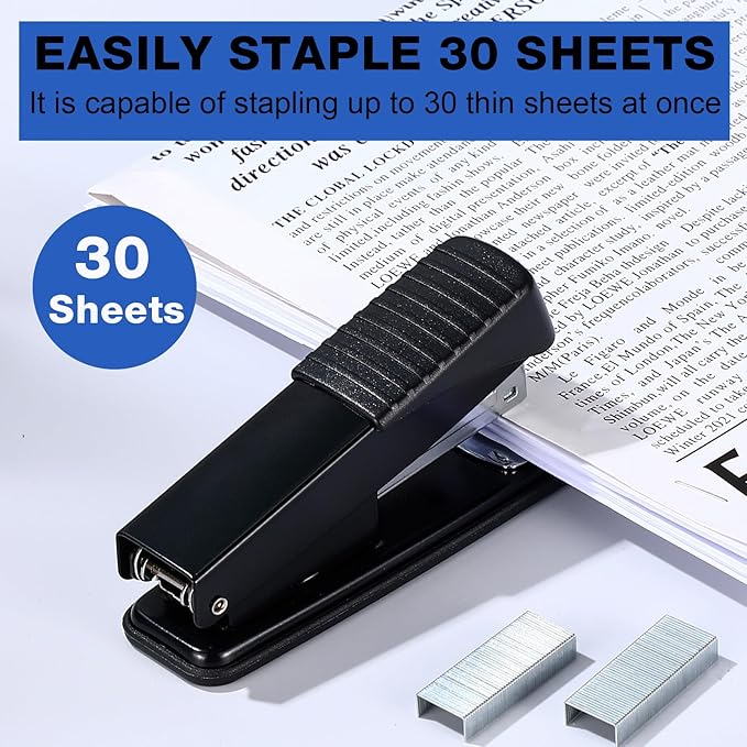 12 Pack Staplers for Desk with 12000 Staples Office Stapler Bulk 30 Sheet Capacity Metal Non-Slip Stapling Machine Heavy Duty for School Office