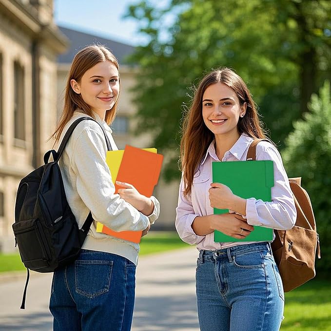 12Pcs Colored File Folders Letter Size Manilla File Folders with 1/3-cut Tabs Decorative File Pockets for Office School Business Home Organizer (12, Rainbow Color)