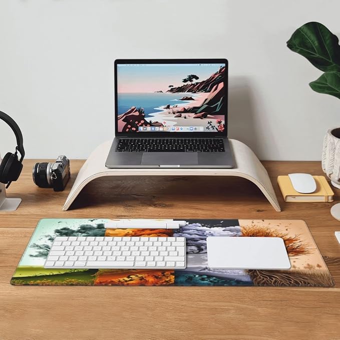Desk Pad,Office Desk Mat 31.5"×11.8" Large Gaming Mouse Pad,Durable Extended Computer Mouse Pad,Waterproof Thick Big Mouse Pads with Non-Slip Rubber Base Office Home Four Seasons Tree