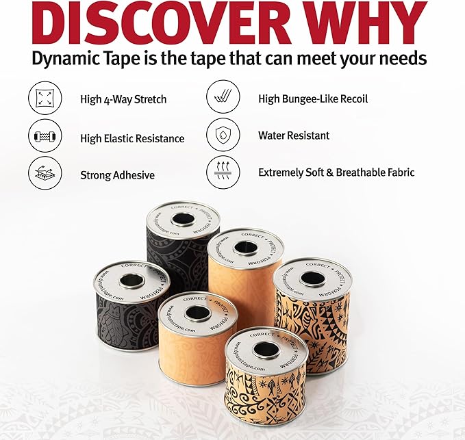 Dynamic Tape Eco | Biomechanical Adhesive Tape | Physio Tape for Knee, Ankle, Shoulder, Leg, Muscle Support | Sports Tape for Football, Rugby, Ideal for Athletes |Grey & Black - 3" (1)