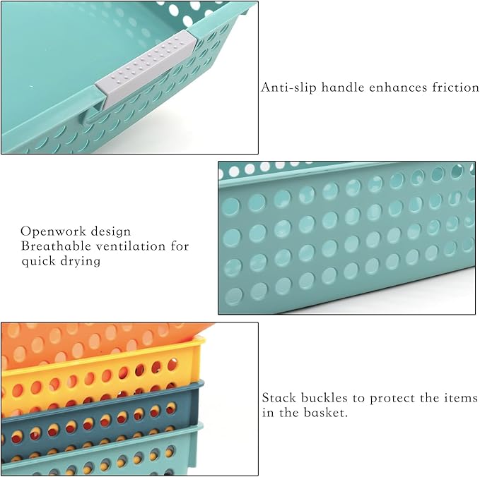 4A Paper Tray Organizer,4 Pack Paper Tray Durable Desk Storage Bins,Stackable School Supply Holder, Student Paper, Office Organizer & Teacher's Document Sorter (13.58"L x 10.23"W x 3.34"H) (Mixed 2)