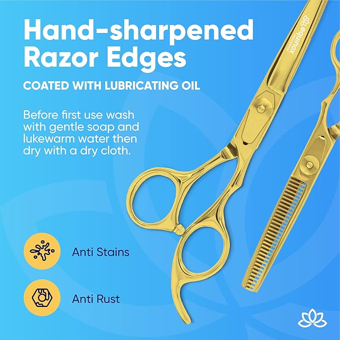 Equinox Professional Barber Scissors Set - Includes Scissors & Thinning Shears for Hair Cutting & Grooming, Japanese Stainless Steel Barber Accessories