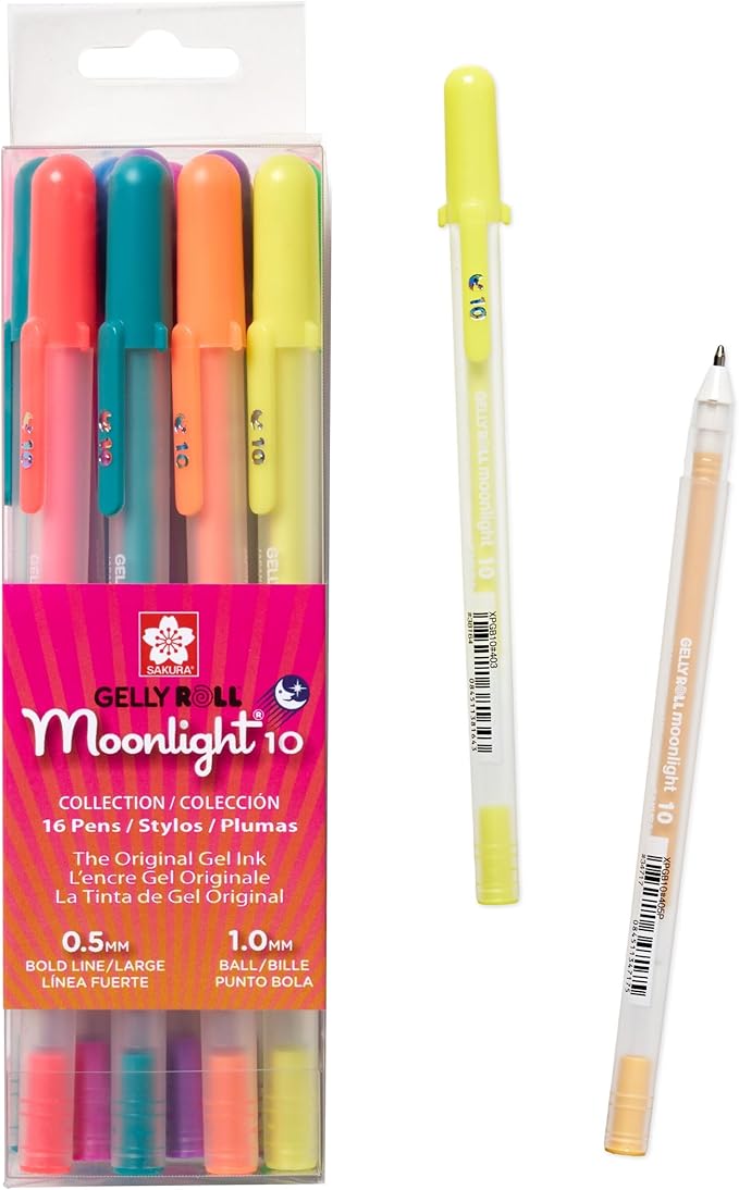 SAKURA Gelly Roll Moonlight 06 Gel Pens - Bold Point Ink Pen for Journaling, Art, or Drawing - Assorted Bright Ink - Bold Line - 16 Pack
