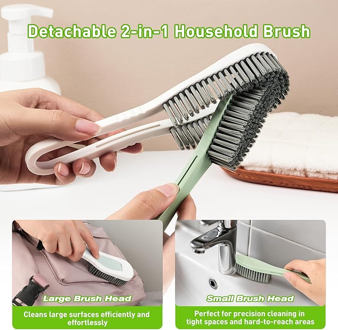 Shoe Cleaning Brush Laundry Brush,Comfort Grip Soft Scrub Brushes for Household Use,Detachable Dual-Use Cleaning Brush Tool - for Clothes Shoes Bathroom