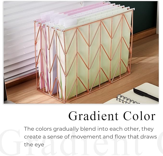 Y YOMA 6 Pack Decorative Hanging File Folders Letter Size Cute Hanging Folder Pretty File Folder Organizer for Filing Cabinet Office Home with 1/5-Cut Adjustable Tabs, Pure Gradient