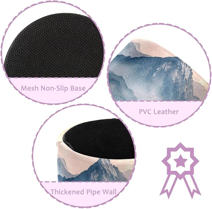 Watercolor Mountain Deer PVC Leather Circular Pencil Holder for Desk Organizer Stationery Holder for Office, School(3.9 x 3.1 Inches)