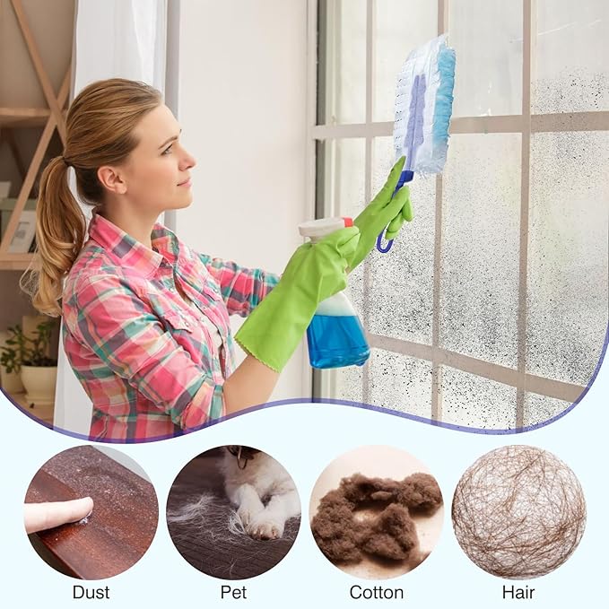 30 Count Duster Refills, Disposable Static Dust Removal Brush Replacement Head Compatible with Swiffer Duster Refills for Dusting Electronics Furniture Blinds Ceiling Fans, with 1 Short Handle (30)