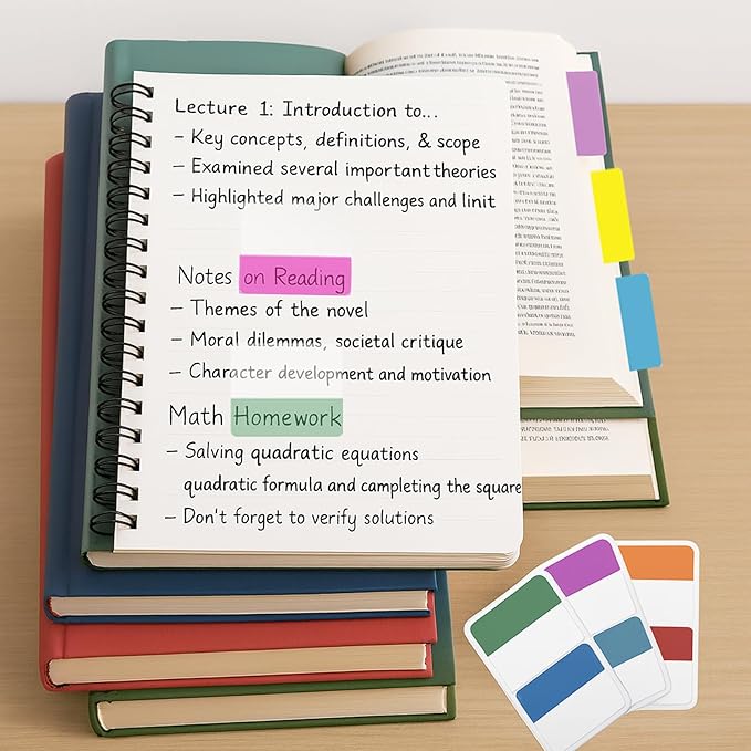 500 Pieces Sticky Index Tabs, Writable & Repositionable Page Markers, 2 Inch File Tabs for Notebooks, Books, Binders, Folders, Tab Dividers Stick On, 10 Colors, 21 Sets (Vibrant, 500pcs)