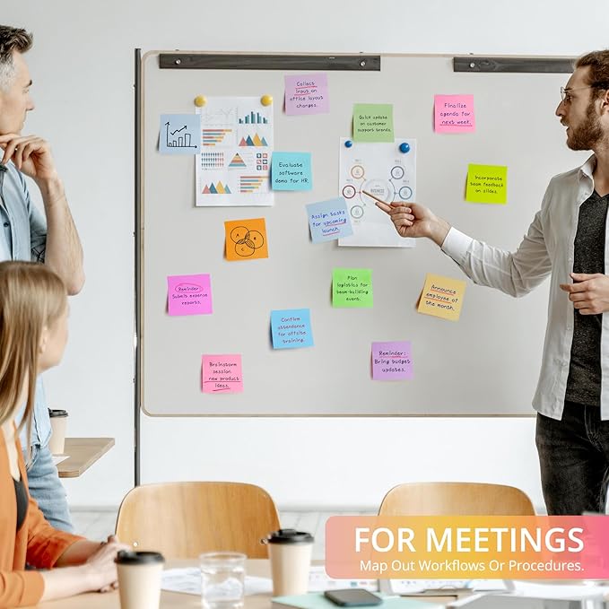 96 Pads Sticky Notes, 3x3 inches, Soft Pastel Self-Stick Note Pads, Perfect for Office, Study, and Daily Life Organization - 96 Pack