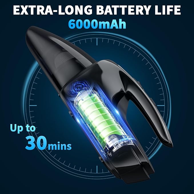 NHOWIN Handheld Vacuum Cordless, 9500PA Portable Handheld Vacuum with LED Light & 2 Filters Powerful Suction Car Vacuum Rechargeable Hand Held Vacuum Cordless for Home Office Kitchen Car Pets