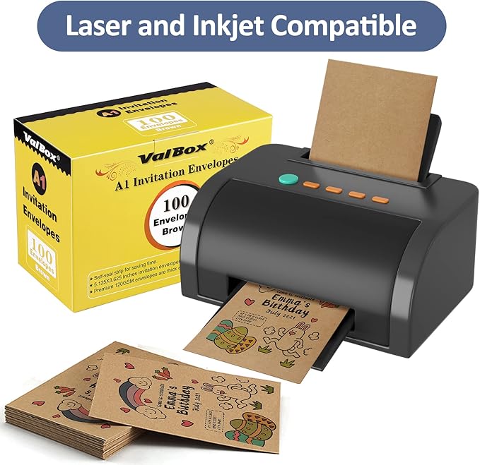 ValBox A1 Invitation Envelopes 100 Qty - 3.5 x 5" Brown Envelopes Self Seal for Invitations, Wedding, Baby Shower, Small Gift Cards, Thank You Notes, RSVP - 5.125 x 3.625 Inches