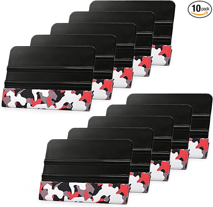 EHDIS 10pcs Vinyl Squeegee 4 Inch Car Vinyl Scraper Decal Applicator Window Tint Wallpaper Smoothing Tool with Black Fabric Felt Edge-Black