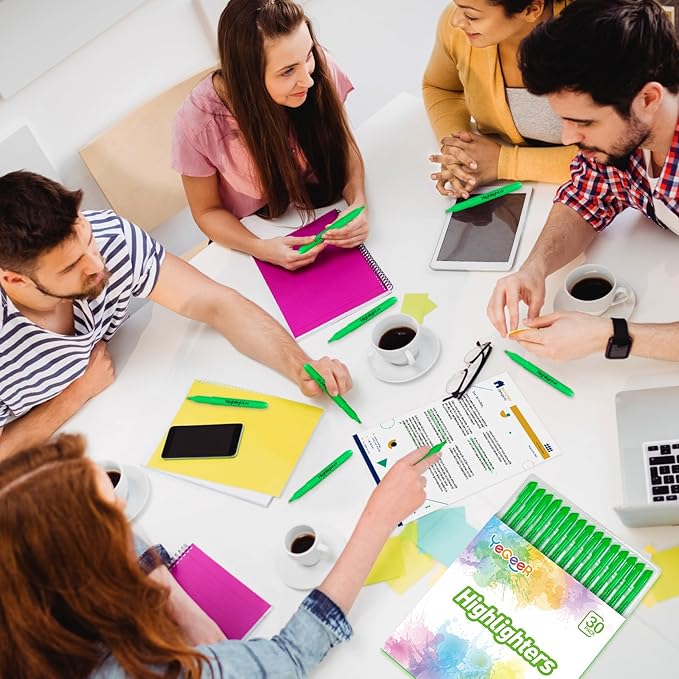 Highlighters Bulk - Quick-Dry No Bleed Markers for Office Classroom School Supplies Adults Kids Teachers Students (Green, 30)