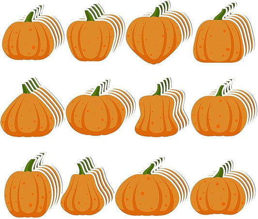 48PCS Fall Pumpkin Sticky Notes Cute Pumpkin Shape Memo Notes Self-Adhesive Fall Memo Notes for School Office Home Supplies Student Teacher Present 12 Styles Total 20 Sheets Each