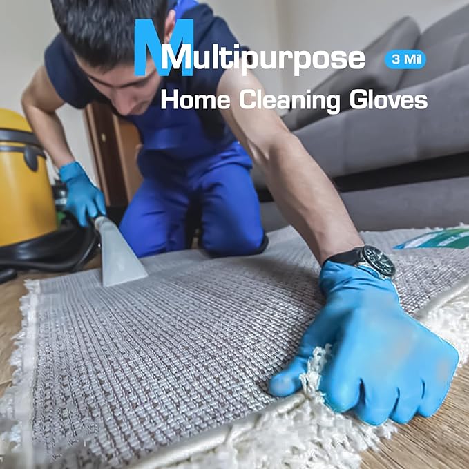 Disposable Nitrile Gloves Powder & Latex Free 3 mil Non-Sterile Nitrile Exam Gloves Light Duty Cleaning Gloves, Small, Box/100