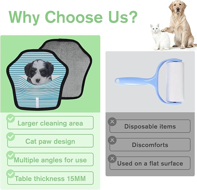 XIOBODR Personalized Pet Hair Remover Glove for Dogs & Cats - Custom Photo & Name Magic Brush for Dog Cat Hair Removal, Reusable Electrostatic Pet Hair Gloves for Furniture Carpet Couch, Cyan Stripe