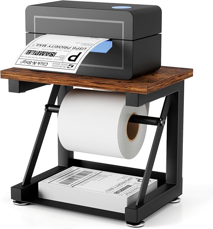 Label Holder for Rolls and Fan-fold Labels, Heavy Duty Metal Thermal Label Holder for Desktop Thermal Label Printer, Thermal Printer Accessory for Office, Home, Small Business