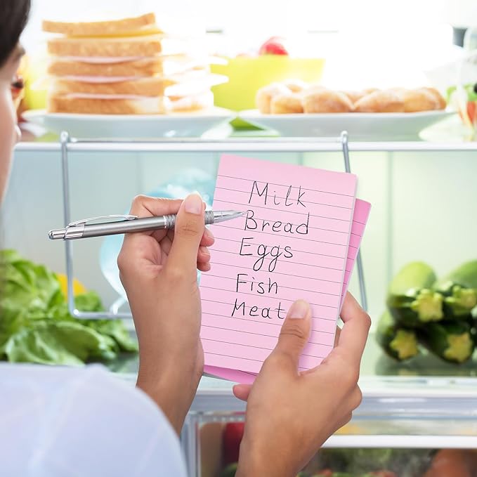 12Pcs Pink Lined Sticky Notes 6 Colors Gradient Pink Self-Adhesive Notepads Removable Memo Pad for Office School Home Supplies, 4 x 6 Inch