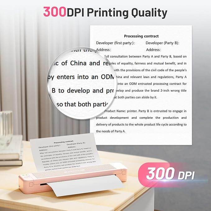 Phomemo P831 Portable Printers Wireless for Travel - 300 DPI Bluetooth Thermal Printer Support 8.5x11 US Letter & A4 Regular Copy Paper, Inkless Printer Compatible with Mobile & Laptop for Home Office