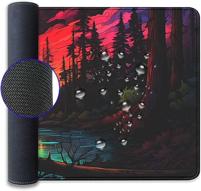 Colorful Clouds Sun Stream Forest Desk Pad Mouse Pad,Large Colorful Gaming Mouse Mat with Stitched Edges,Non-Slip Waterproof Rubber Base Mousepad for Office Work Home Desk Mat(27.5X11.8 in)
