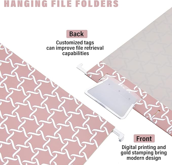 Y YOMA 6 Pack Decorative Hanging File Folders Letter Size File Folder Cute Pretty Hanging Folder Organizer for Filing Cabinet Office Home Desktop with 1/5-Cut Adjustable Tabs, 3 Silver Foil Design