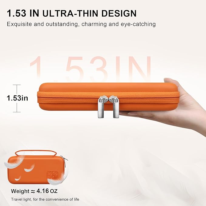 BOVKE Hard Travel Case for Texas Instruments TI-84 Plus CE/TI-84 Plus/TI-83 Plus CE/TI-83 Plus/Casio fx-9750GIII Graphing Calculator, Mesh Pocket for USB Cables, Manual, Pens, Accessories, Orange