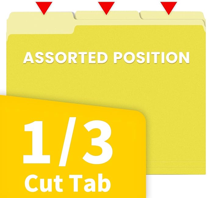 SUNEE File Folders, 150 Pack Manilla Folders 8.5 x 11, Colored File Folders Home Office School Supplies for Documents Files Paper, Yellow