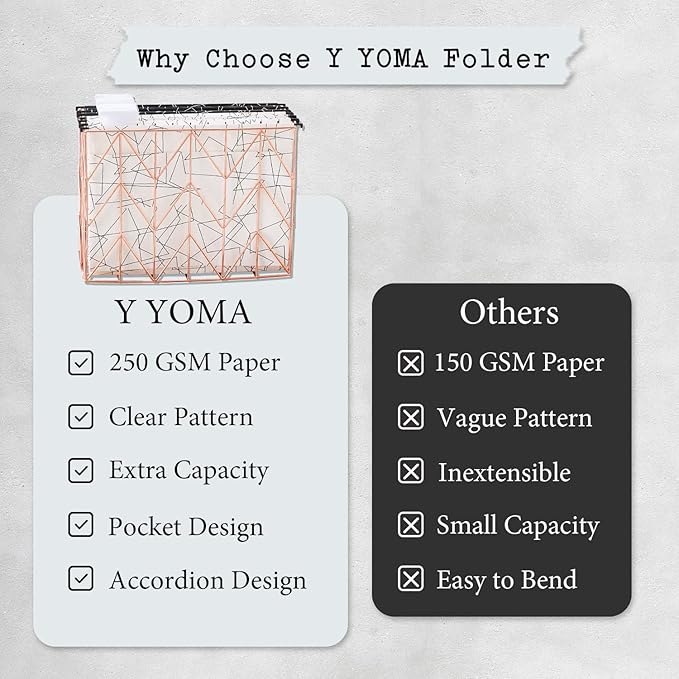 Y YOMA File Folder with Outside Pocket, 8.5 x 11-Inch, Black & White