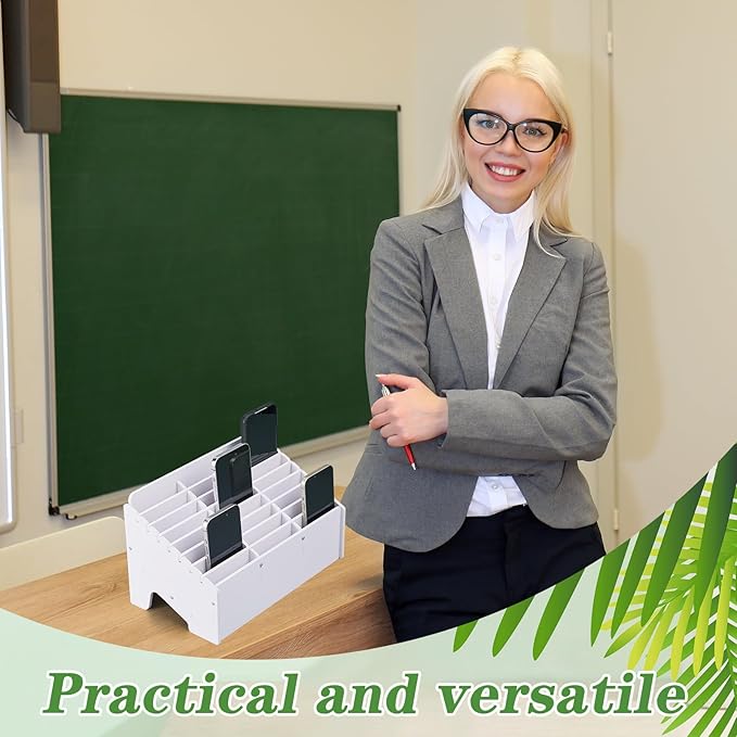 Ctosree 2 Pcs Cell Phone Holder School Desk Calculator Storage Box Holder Case Multifunctional Classroom Caddy Cell Phone Organizer (11.81 x 6.69 x 7.09 Inch)