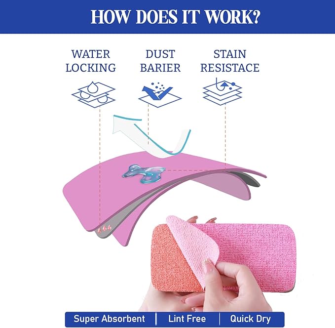 4 Pack 12-Layer Peelable Microfiber Sponges – Ultra Absorbent, Reusable Cleaning Pads for Kitchen & Household Use