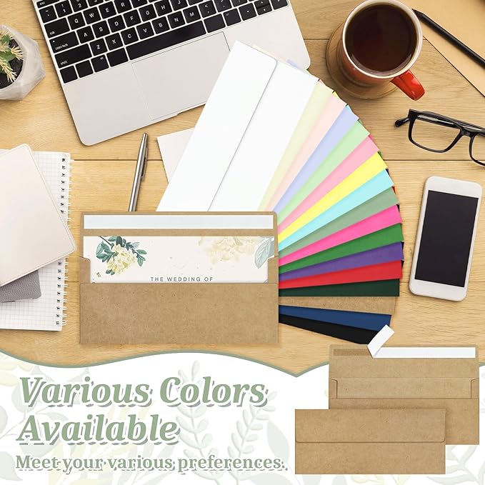 200 Kraft #10 Business Envelopes, Self Seal Standard Envelopes, Windowless Business Mailing Envelopes for Office, Checks, Letters, Invoices, Statements, Wedding, 4-1/8 x 9-1/2 inch