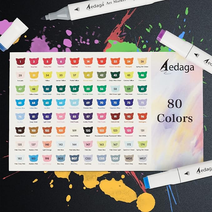 YHC 80 Colors Alcohol Markers for Artists, Free APP for Coloring, Dual Tips Alcohol-Based Markers for Drawing,Painting and Sketching, Great Gift Idea for Kids and Adults