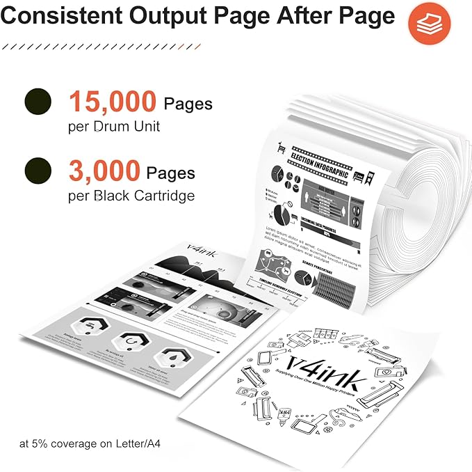 v4ink 2pk Compatible TN830XL DR830 Replacement for Brother TN830 TN830XL Toner Cartridge DR830 Drum Combo Set for Brother DCP-L2640DW HL-L2400D HL-L2405W HL-L2460DW HL-L2480DW MFC-L2820DW Printer