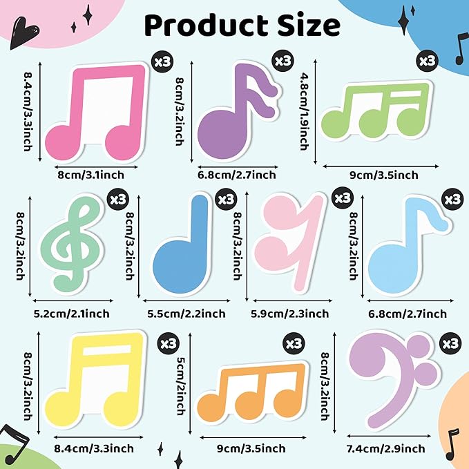 CJiangpo 30Pcs Music Themed Sticky Notes Cute Musical Note Sticky Note Pads, 600 Sheets Self Stick Notepad Memo Pads Funny Page Marker Classroom Rewards Music Themed Gift for Kids