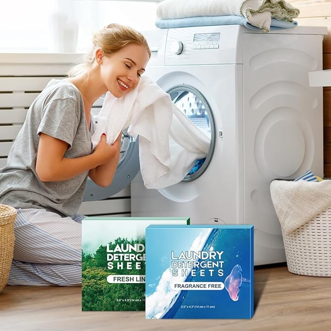 AIDEA Laundry Detergent Sheets, Fresh Linen Scent-(200 Loads) 100 Sheets, Eco-Friendly Laundry Detergent & Natural Ingredients, No Plastic Jug, Lightweight & Easy To Use For Travel, Apartments, Dorms