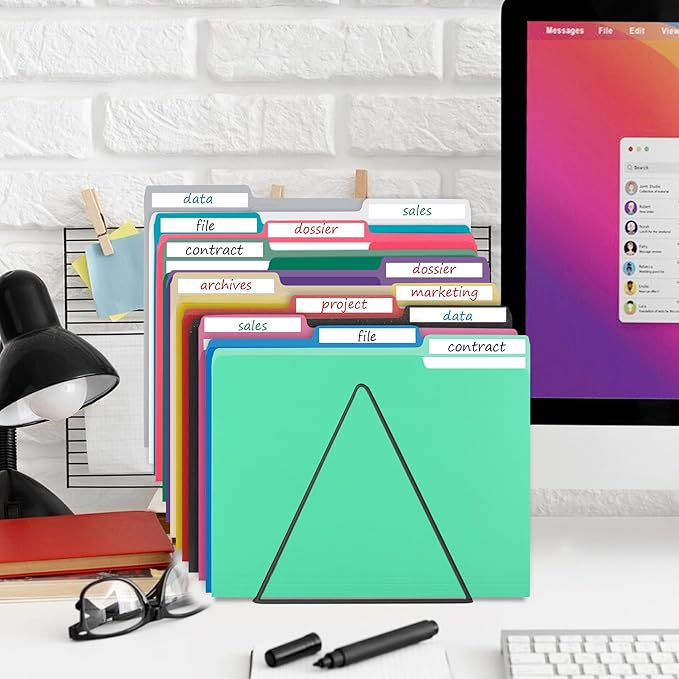 100 Pack Purple File Folders 8.5x11 Inch,1/3 Cut Tab File Folders Letter Size,Office Folders for Document