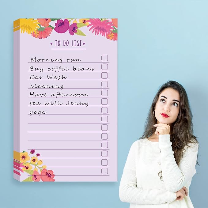 300 Sheets to Do List Notepad Daily Checklist Sticky Notes Cute Undated Memo Pad Color Block to Do Note Pad Weekly Plan Agenda and Organizer Planners for College(Flower Style,3.14 x 5.11 Inch)