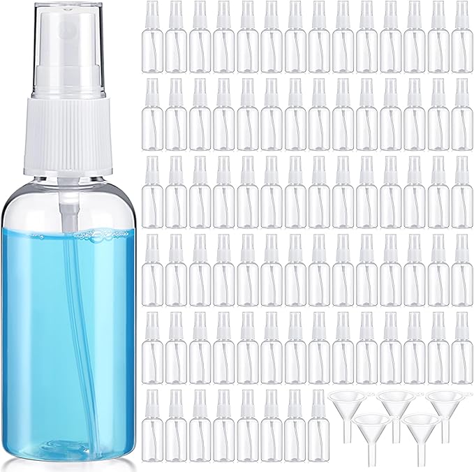 Uiifan 400 Pcs Mini Clear Spray Bottles 1 oz Small Empty Plastic Fine Mist Spray Bottles with Small Funnels for Essential Oils Travel Alcohol Perfumes
