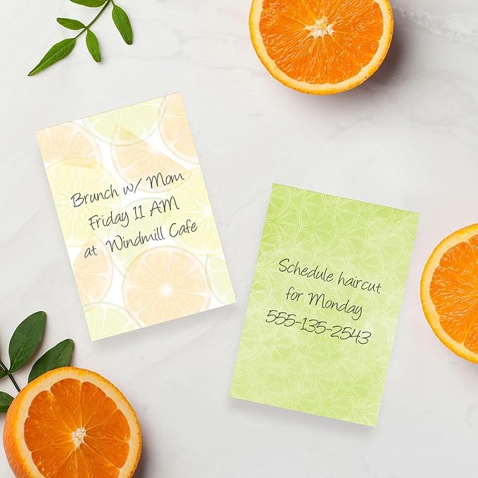 Gotcha Covered Notebooks Citrus Vibes Note Assortment / 4" x 6" Tropical Repositionable Sticky Notes/Set Of 5 Colorful Fruit Themed Pads/Made In The USA