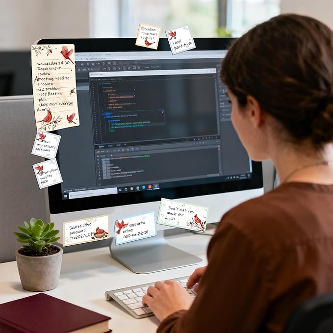 B1ykin Sticky Notes Set, Animal Theme Cute Self-Stick Notes Pad Teacher Appreciation Gifts， Self-Adhesive Writing Memo Pages Sticky to Do Notepad for Kids Employee School Office (Cardinal)