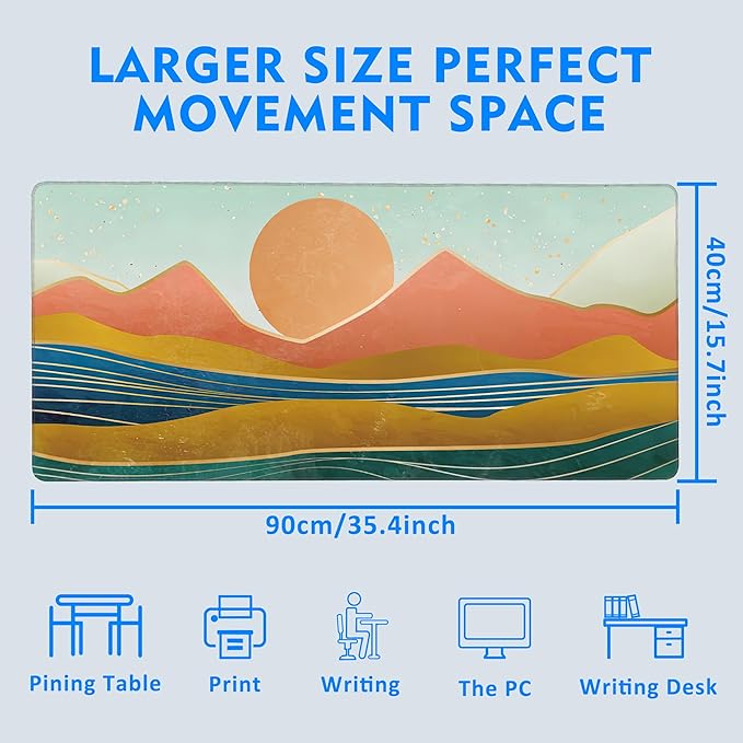 Abstract Art Mountains Extended Large Mouse Pad,Large Gaming Mouse Pad,Extended Big Desk Mat Keyboard Pad,Waterproof Non-Slip Desk Mat for Home Office and Gaming 35.4x15.7 Inch