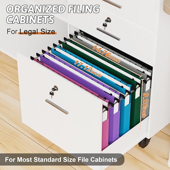 Plastic Legal Size Hanging File Folders,Heavy Duty 1 Inch Expansion with Adjustable Tabs,12 Pack Reinforced Legal Expandable Hanging Folders,Filing Cabinet Folder for Bulky Files-Colorfu