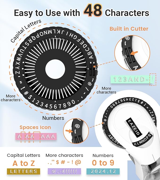 Embossing Label Maker Machine with Tapes, Vintage Embossed Label Maker Manual, Retro 3D Black Emboss Labeler with 10 Rolls 9mm Macaroon Embossing Label Tapes for Home Scrapbooking Supplies, DIY Craft