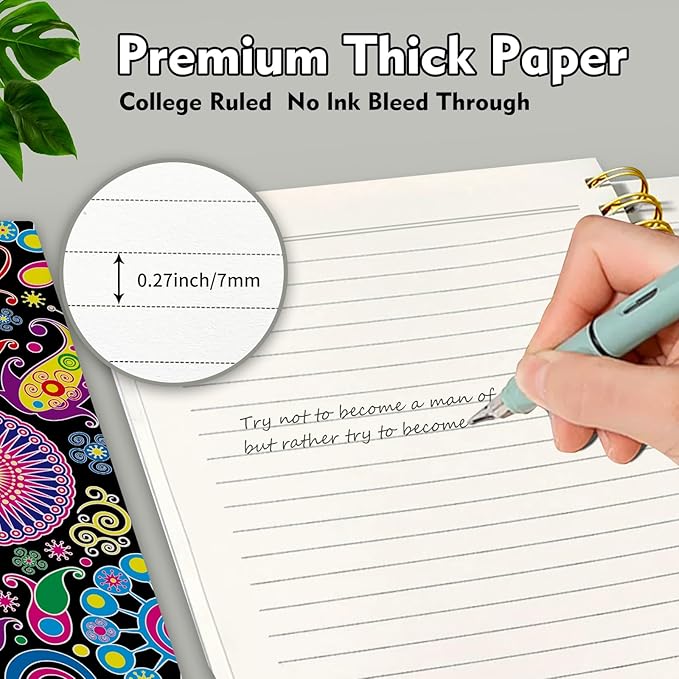 Spiral Journal Notebook,Strong TwinWire Binding with Premium Paper for Girl Women,Cool Funny 120 Pages,100gsm A5 College Ruled NotebookJournal,Perfect for Gifts Nurse Teacher Women(Colorful Flower)