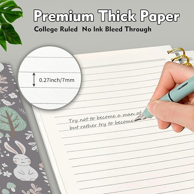 Spiral Journal Notebook,Binding with Premium Paper for Girl Women,Cool Funny 120 Pages,100gsm A5 College Ruled NotebookJournal,Perfect for Gifts Nurse Teacher Women(Cute Birds Mushrooms)