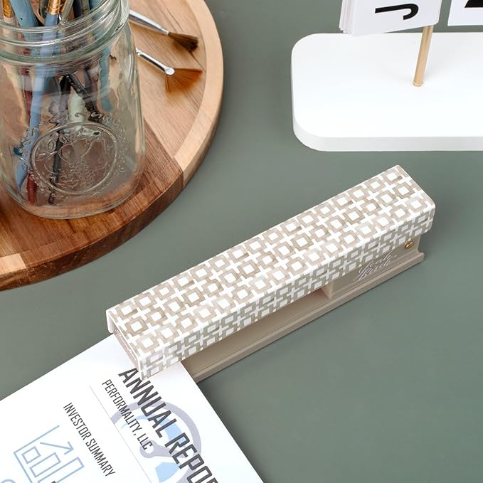 Swingline Stapler by Leah Bisch, 20 Sheet Capacity, Full Strip, Tan Tiles, Colorful Fashion Design (S700035)