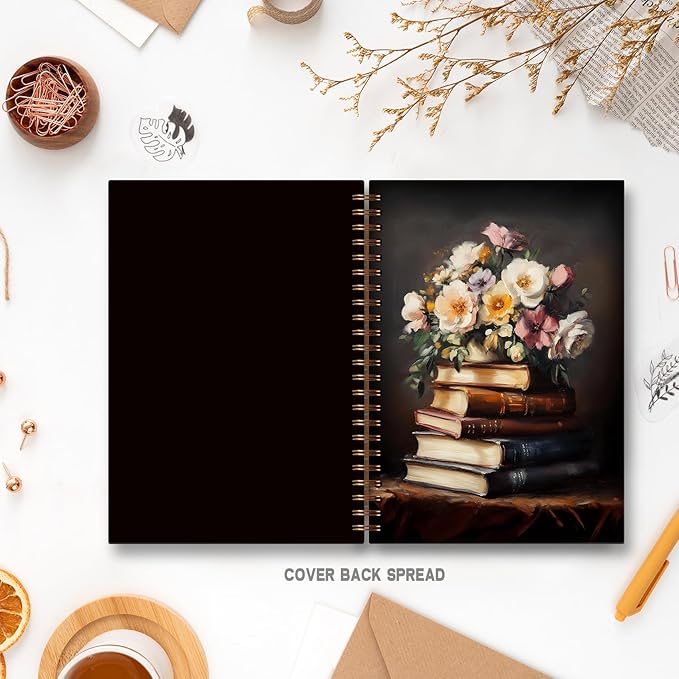 Reading Journal Notebook, Vintage Floral Book Aesthetic Journal for Women, Book Lovers Gifts Journal for Writing, Readers Bookish Gifts Spiral Notebook 5.5x8.3 Inch